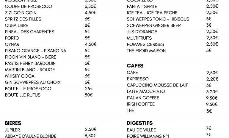 Carte Les Filles de L'Atelier Gourmand