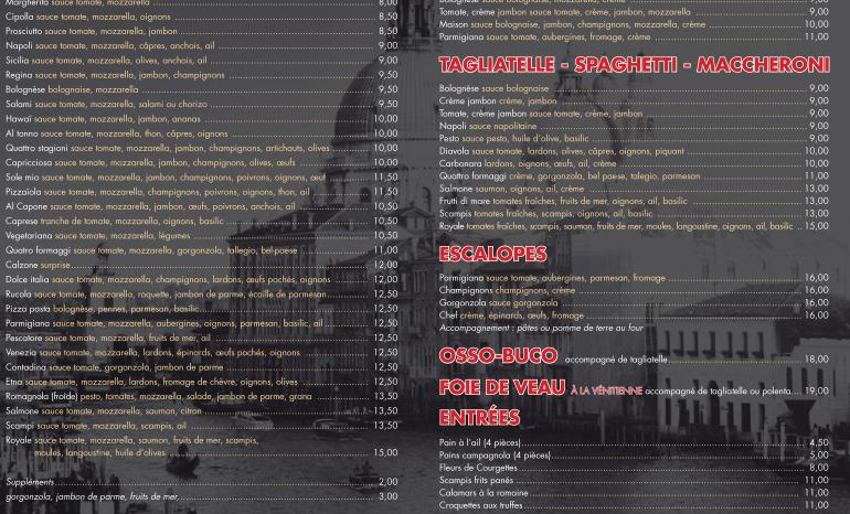 Carte Pizzeria Venezia